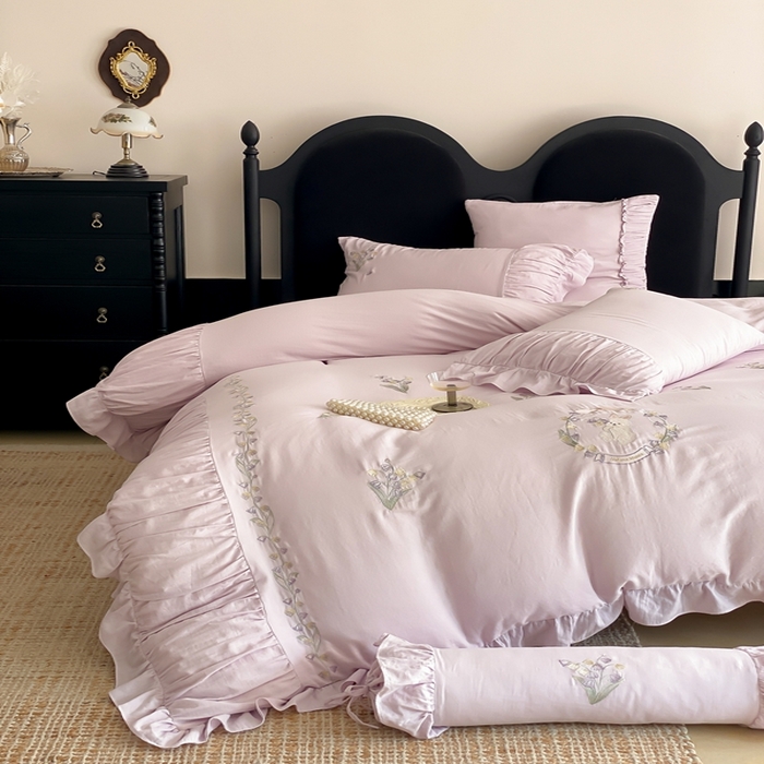 91家纺网 家纺一手货源 找家纺 （总）曼布缇 2025新款A类双层纱工艺款四件套【会员减20元，劵后378元起】