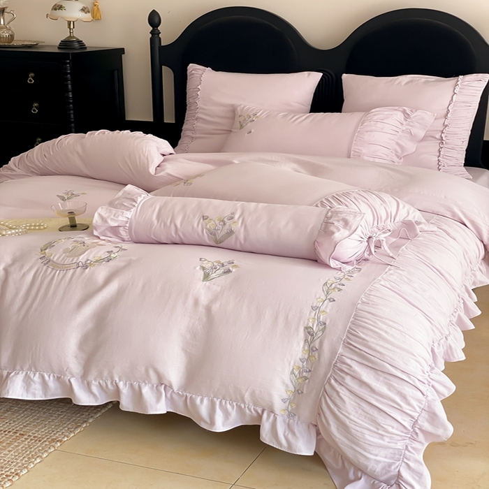 91家纺网 家纺一手货源 找家纺 （总）曼布缇 2025新款A类双层纱工艺款四件套【会员减20元，劵后378元起】