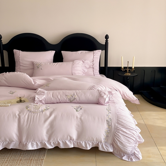 91家纺网 家纺一手货源 找家纺 （总）曼布缇 2025新款A类双层纱工艺款四件套【会员减20元，劵后378元起】