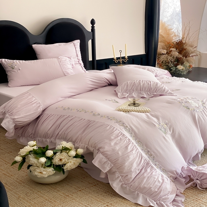 91家纺网 家纺一手货源 找家纺 （总）曼布缇 2025新款A类双层纱工艺款四件套【会员减20元，劵后378元起】