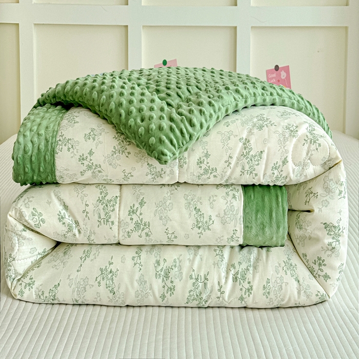 91家纺网 家纺一手货源 找家纺 （总）宜梦家居【需要买家秀请联系老板】 2025新款双面纯棉夹层新疆棉花高温砂洗全棉床盖