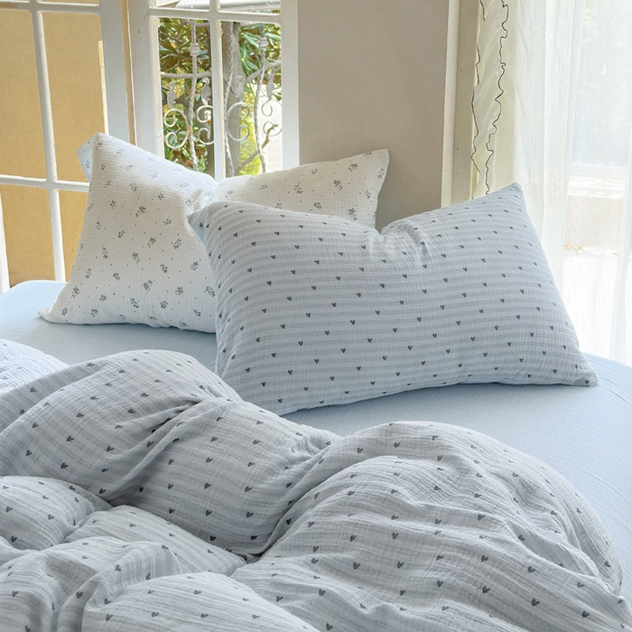 91家纺网 家纺一手货源 找家纺 木楌家居 2025春夏新品全棉A类皱皱纱印花四件套 可心 兰