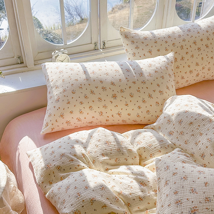 91家纺网 家纺一手货源 找家纺 木楌家居 2025春夏新品全棉A类皱皱纱印花四件套 潇湘