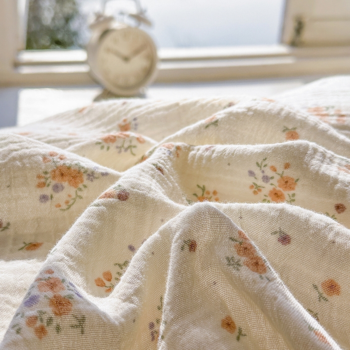 91家纺网 家纺一手货源 找家纺 木楌家居 2025春夏新品全棉A类皱皱纱印花四件套 潇湘