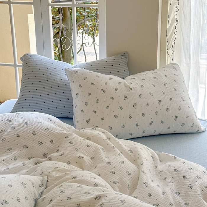 91家纺网 家纺一手货源 找家纺 木楌家居 2025春夏新品全棉A类皱皱纱印花四件套 兰菲