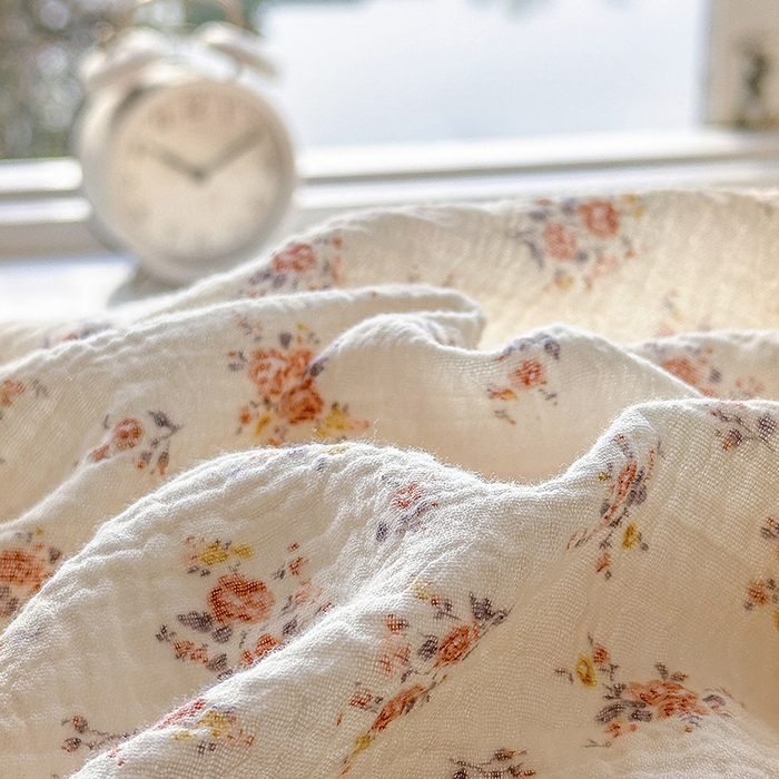 91家纺网 家纺一手货源 找家纺 木楌家居 2025春夏新品全棉A类皱皱纱印花四件套 悠然