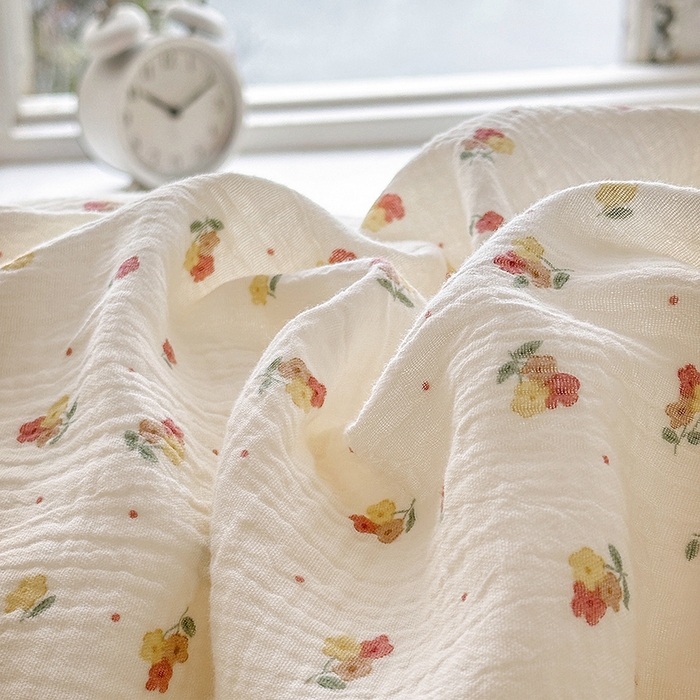 91家纺网 家纺一手货源 找家纺 木楌家居 2025春夏新品全棉A类皱皱纱印花四件套 黎夏  粉