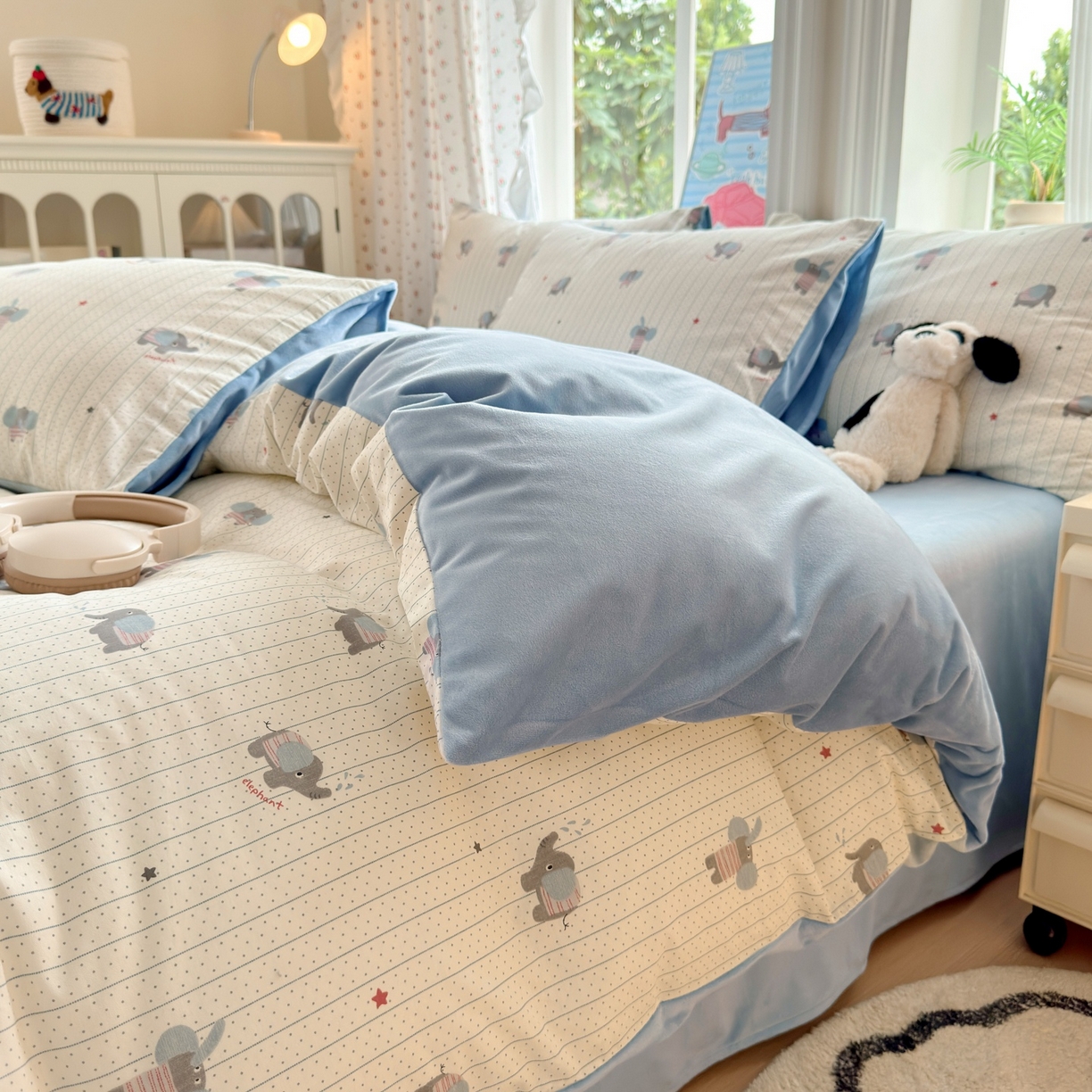 91家纺网 家纺一手货源 找家纺 清雅福 2025秋冬新品全棉印花棉加绒四件套系列 棉绒-跳跳象