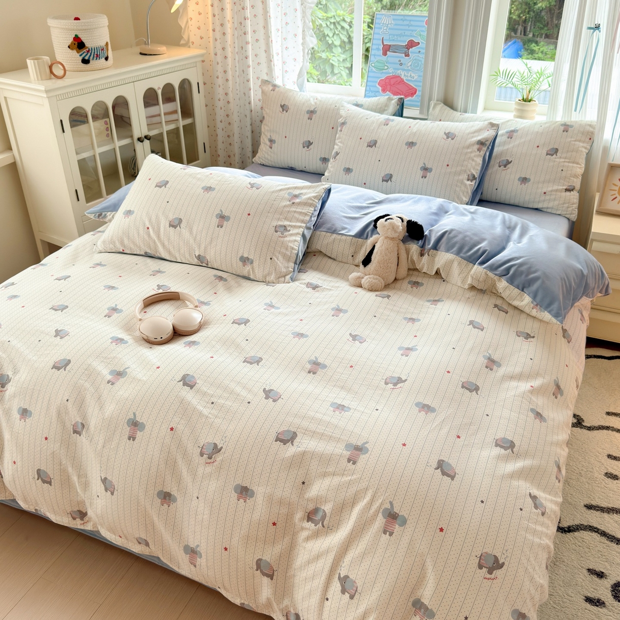 91家纺网 家纺一手货源 找家纺 清雅福 2025秋冬新品全棉印花棉加绒四件套系列 棉绒-跳跳象