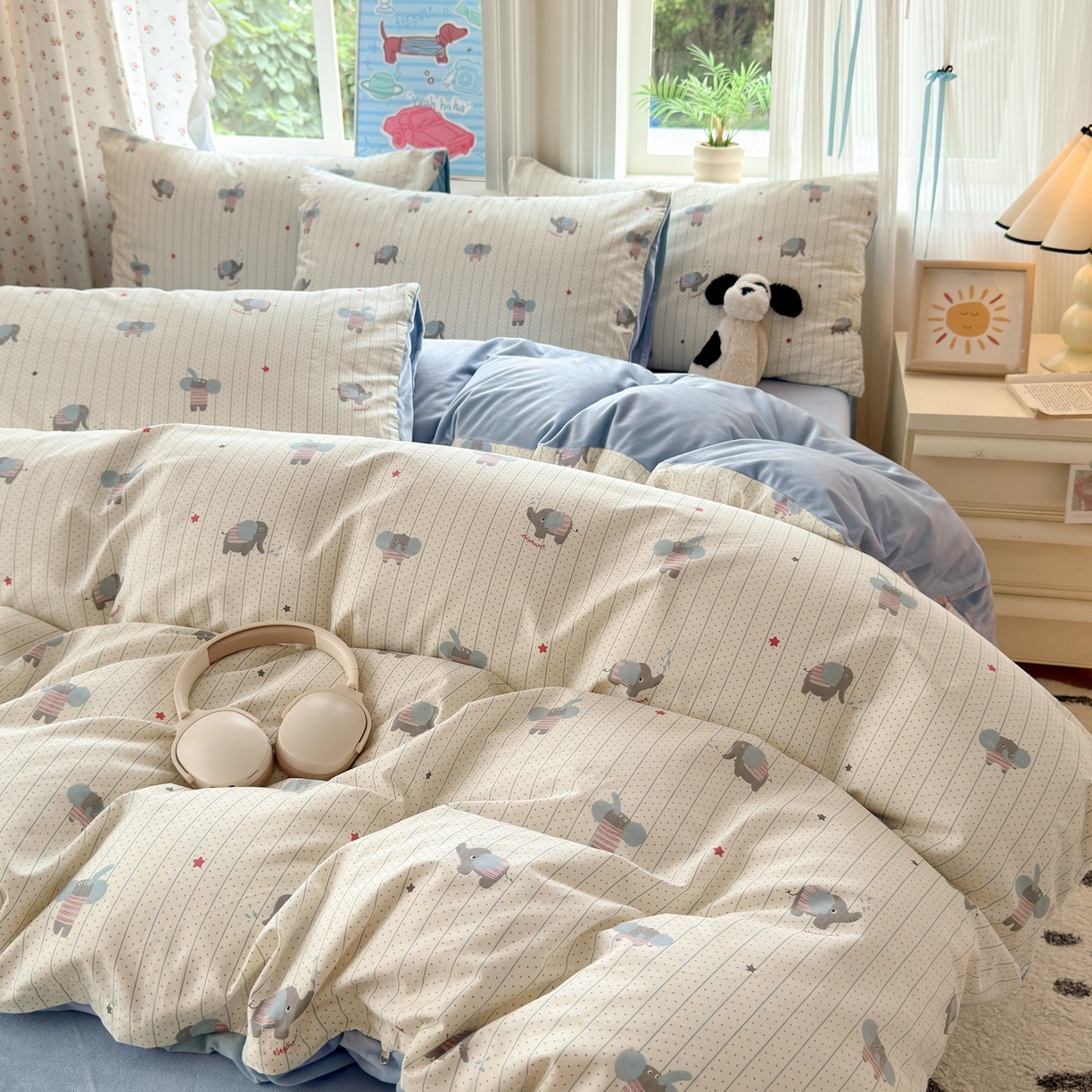 91家纺网 家纺一手货源 找家纺 清雅福 2025秋冬新品全棉印花棉加绒四件套系列 棉绒-跳跳象