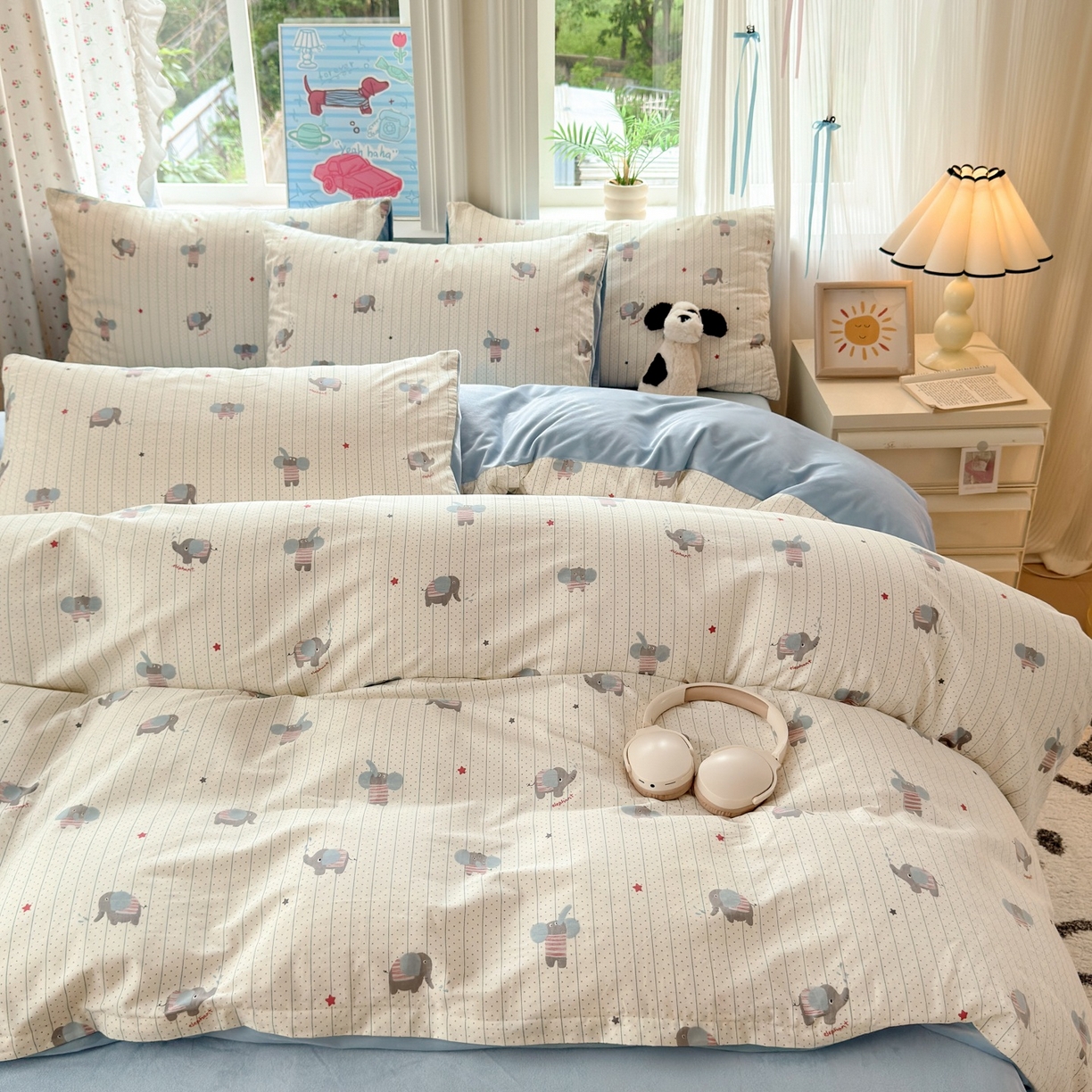 91家纺网 家纺一手货源 找家纺 清雅福 2025秋冬新品全棉印花棉加绒四件套系列 棉绒-跳跳象