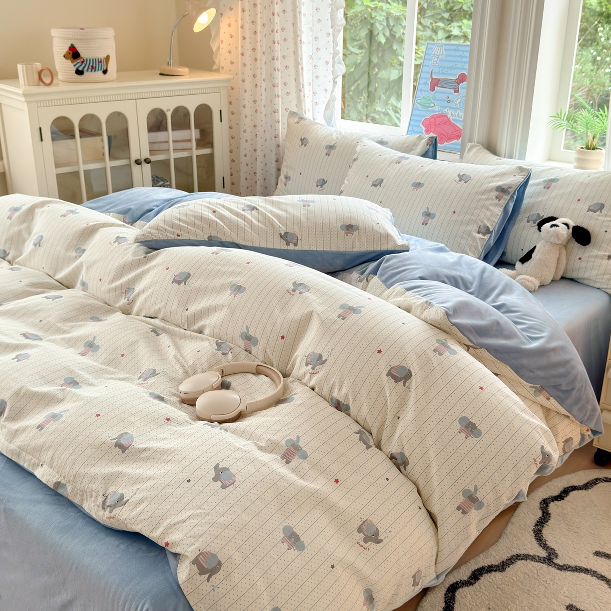 91家纺网 家纺一手货源 找家纺 清雅福 2025秋冬新品全棉印花棉加绒四件套系列 棉绒-跳跳象