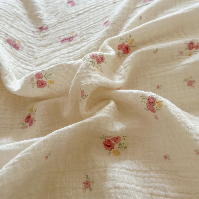 91家纺网 家纺一手货源 找家纺 木楌家居 2025春夏新品全棉A类皱皱纱印花四件套 璎珞