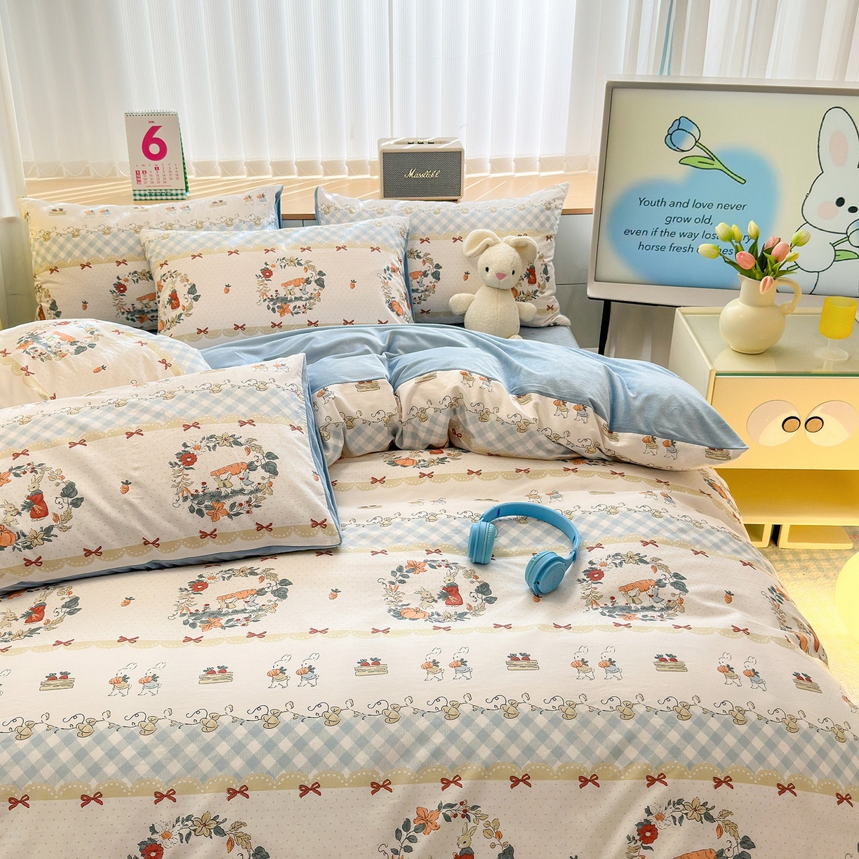 91家纺网 家纺一手货源 找家纺 清雅福 2025秋冬新品全棉印花棉加绒四件套系列 棉绒-维西兔