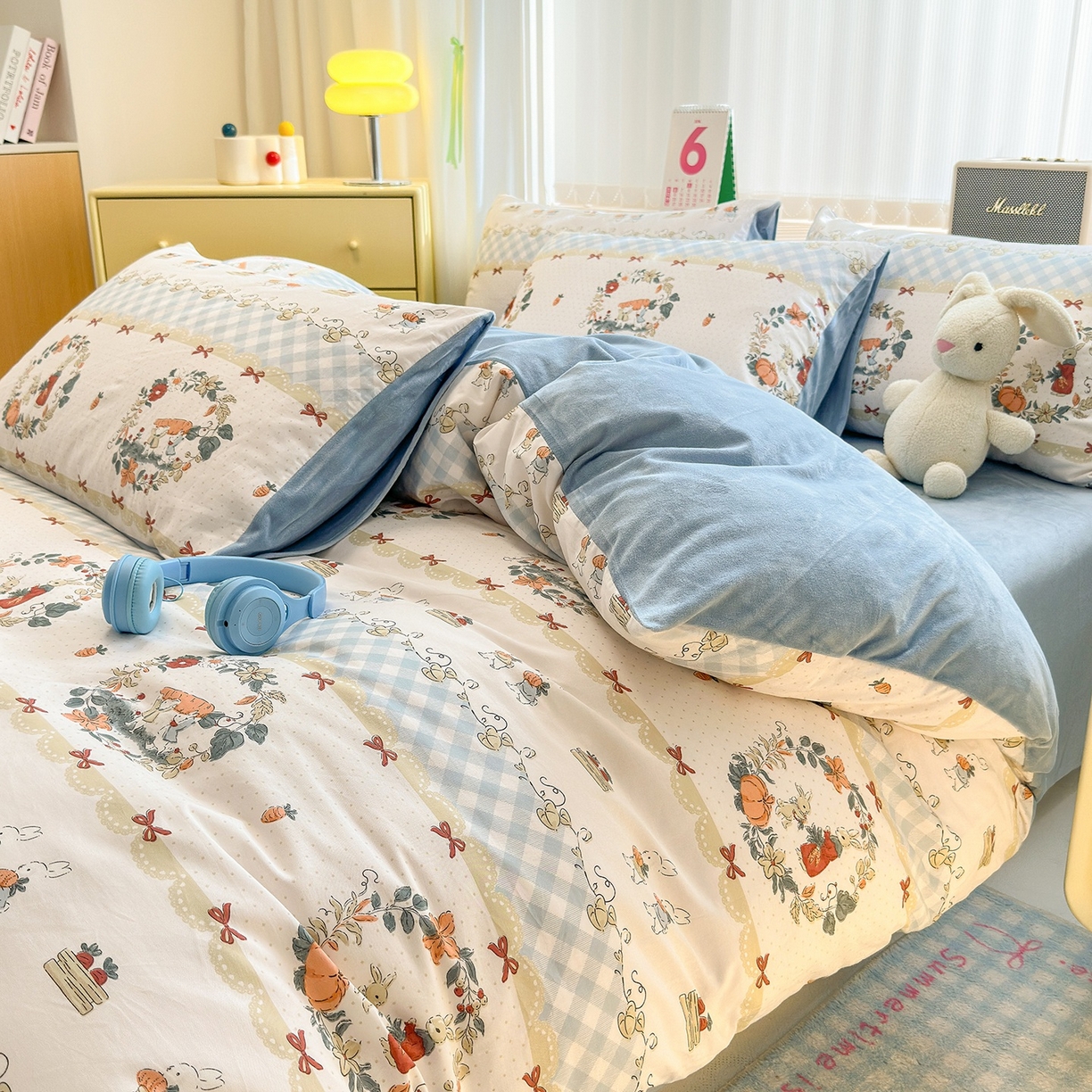 91家纺网 家纺一手货源 找家纺 清雅福 2025秋冬新品全棉印花棉加绒四件套系列 棉绒-维西兔