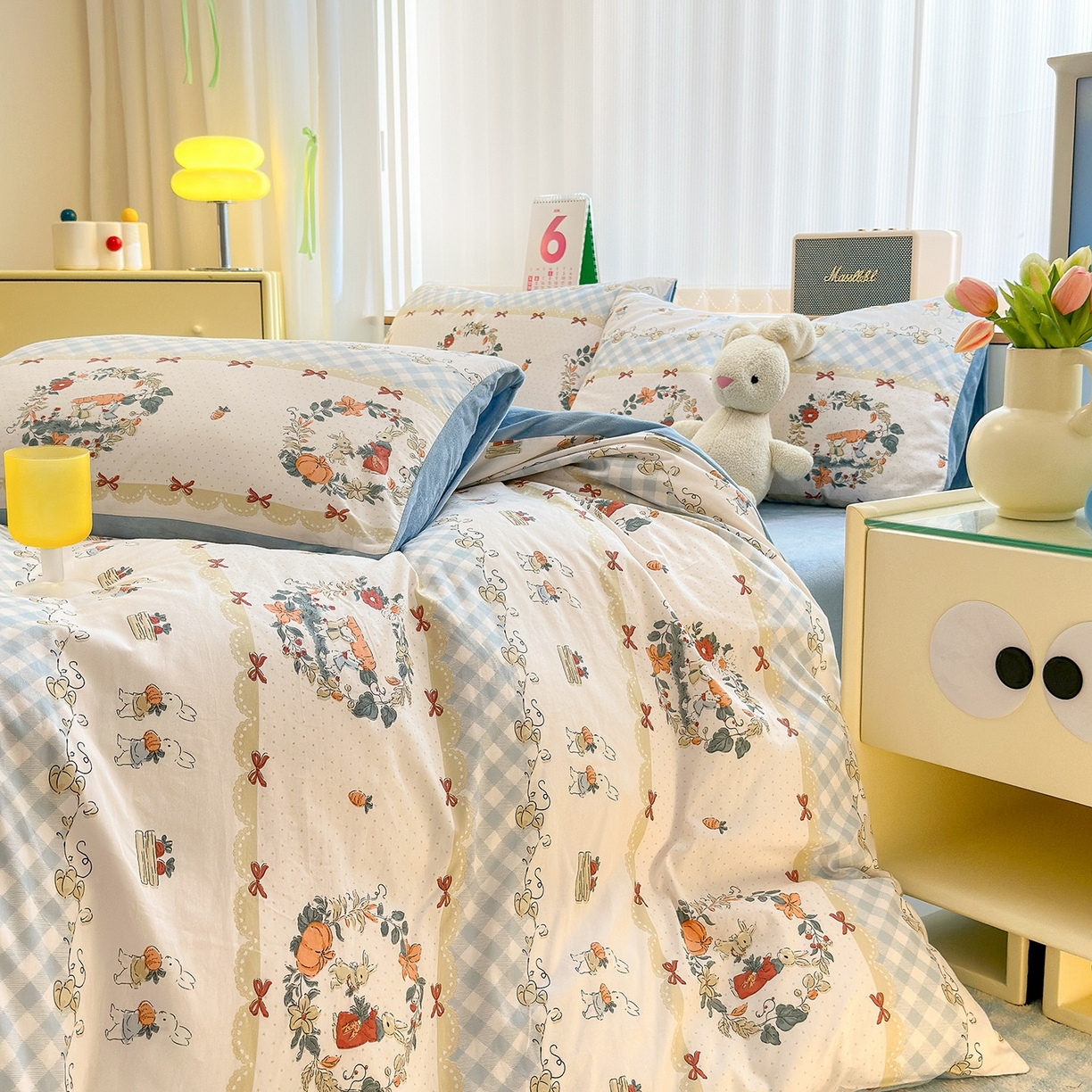 91家纺网 家纺一手货源 找家纺 清雅福 2025秋冬新品全棉印花棉加绒四件套系列 棉绒-维西兔