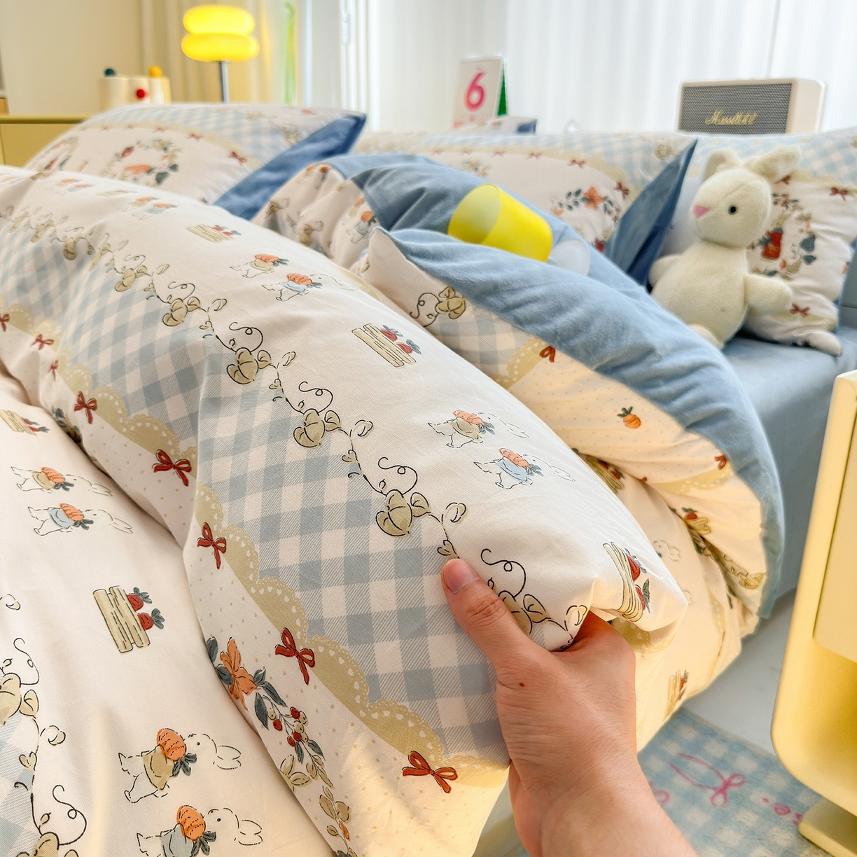 91家纺网 家纺一手货源 找家纺 清雅福 2025秋冬新品全棉印花棉加绒四件套系列 棉绒-维西兔