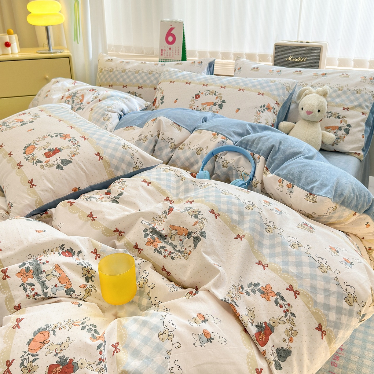 91家纺网 家纺一手货源 找家纺 清雅福 2025秋冬新品全棉印花棉加绒四件套系列 棉绒-维西兔