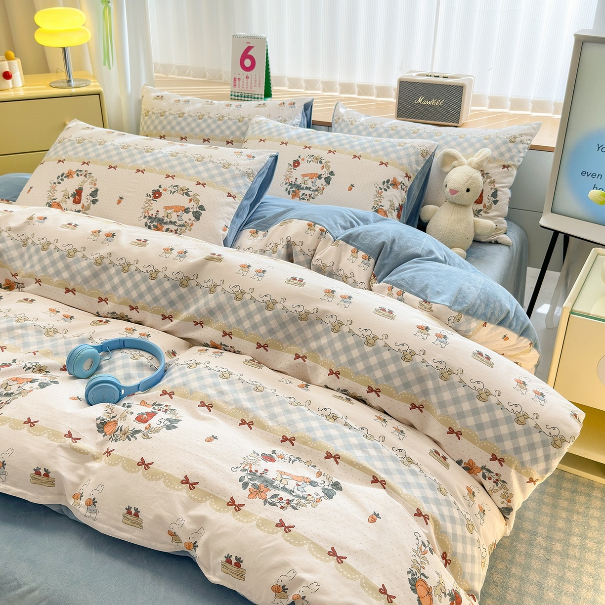 91家纺网 家纺一手货源 找家纺 清雅福 2025秋冬新品全棉印花棉加绒四件套系列 棉绒-维西兔