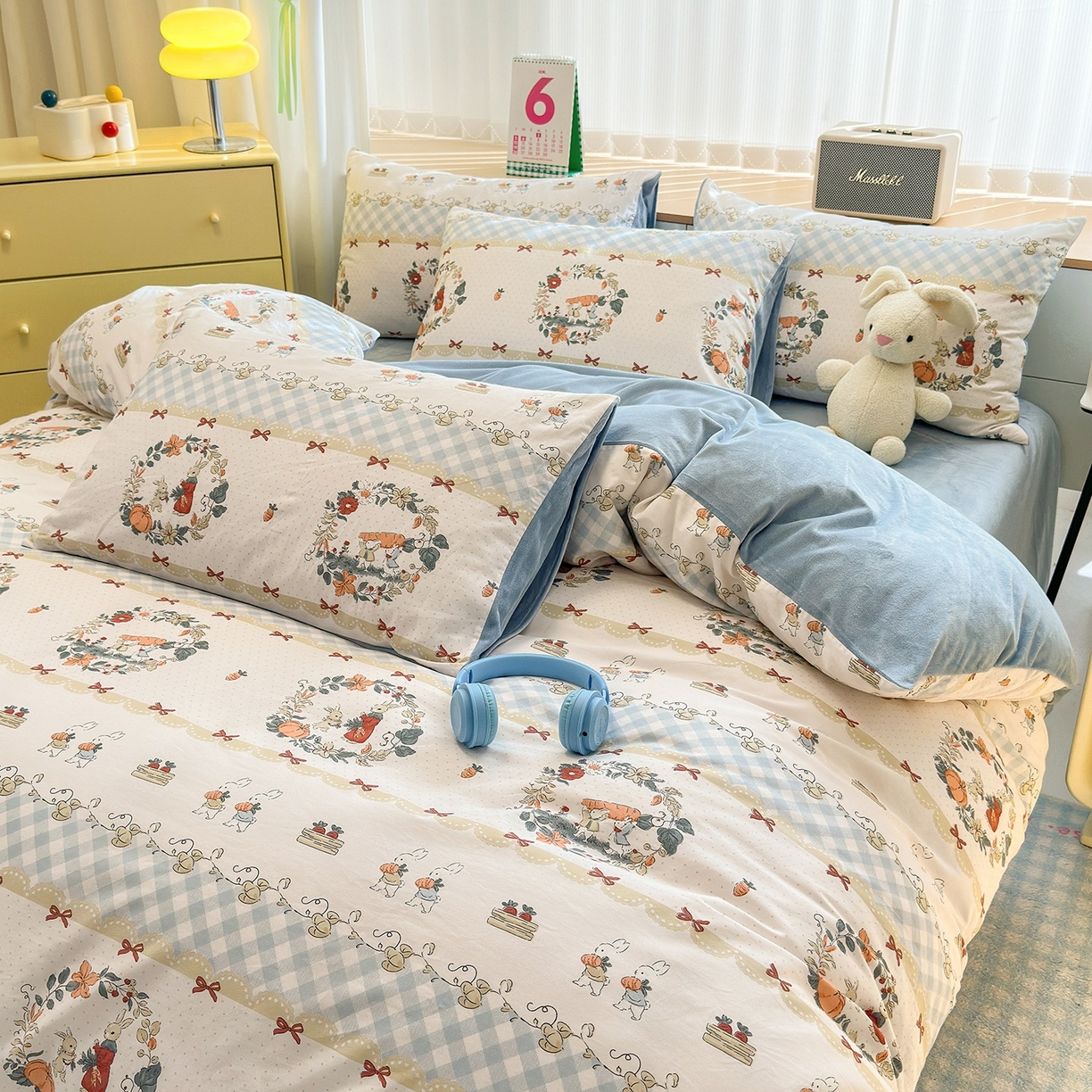 91家纺网 家纺一手货源 找家纺 清雅福 2025秋冬新品全棉印花棉加绒四件套系列 棉绒-维西兔