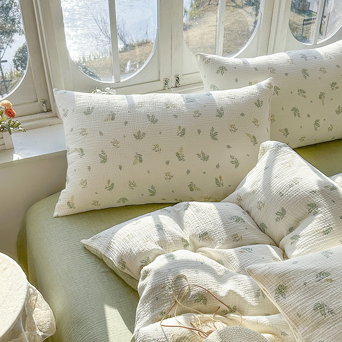 91家纺网 家纺一手货源 找家纺 木楌家居 2025春夏新品全棉A类皱皱纱印花四件套 芮汐