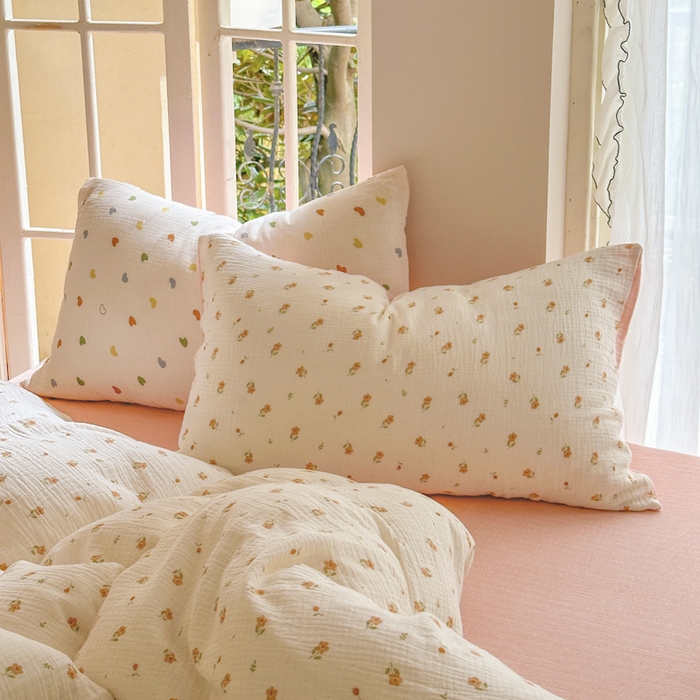 91家纺网 家纺一手货源 找家纺 木楌家居 2025春夏新品全棉A类皱皱纱印花四件套 春泥