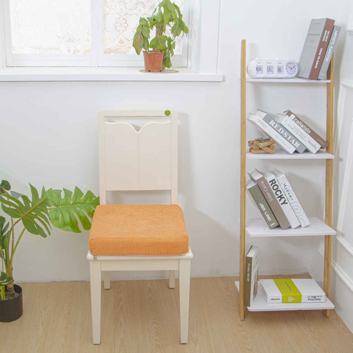 91家纺网 家纺一手货源 找家纺 沐沐家纺 2026新款玉米绒立体坐垫 橘黄