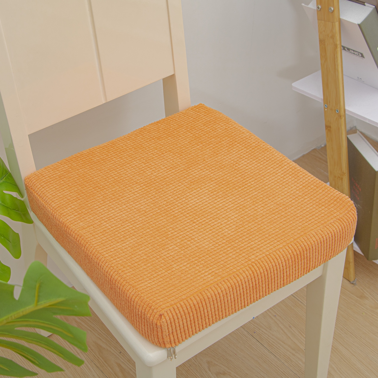 91家纺网 家纺一手货源 找家纺 沐沐家纺 2026新款玉米绒立体坐垫 橘黄