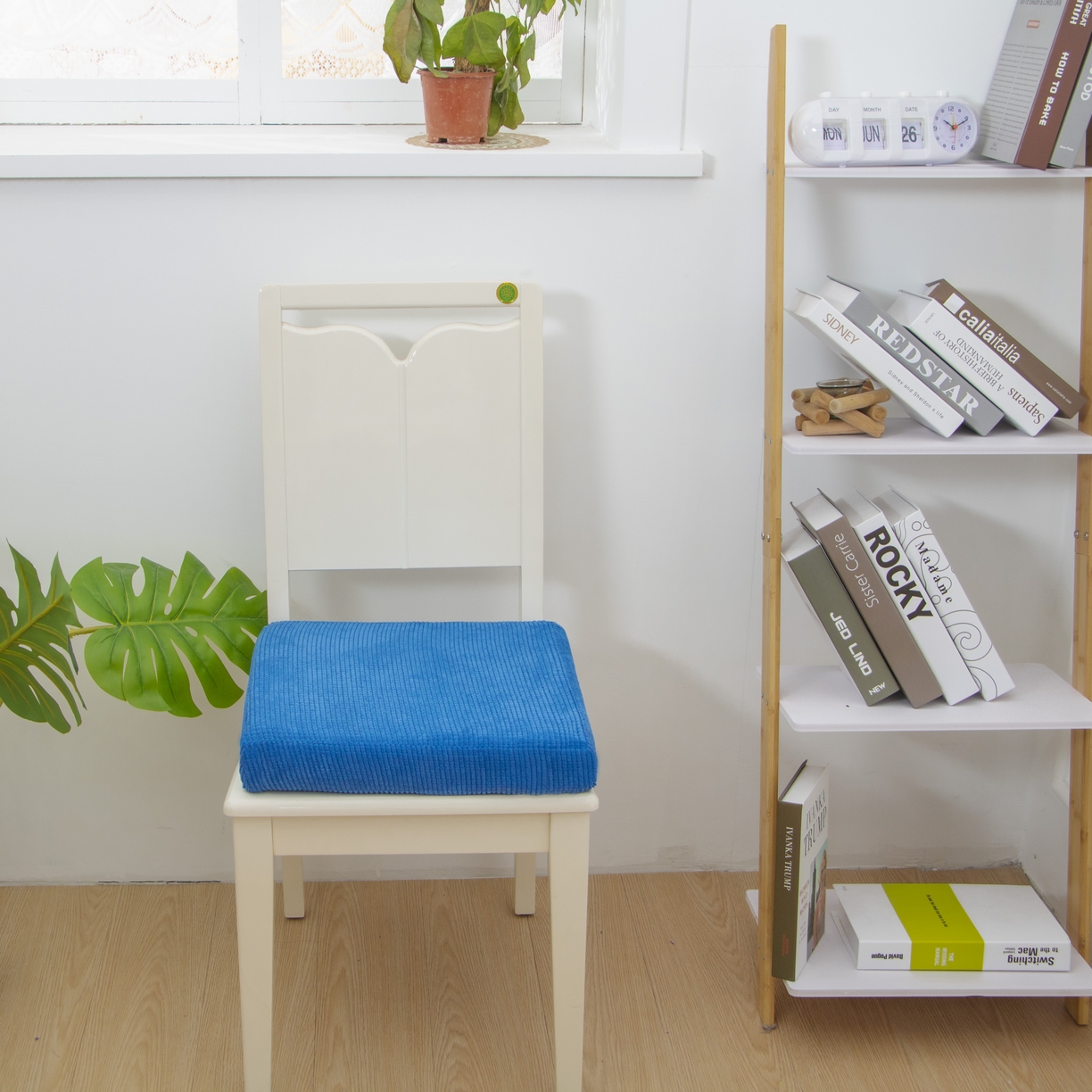 91家纺网 家纺一手货源 找家纺 沐沐家纺 2026新款玉米绒立体坐垫 牛仔蓝