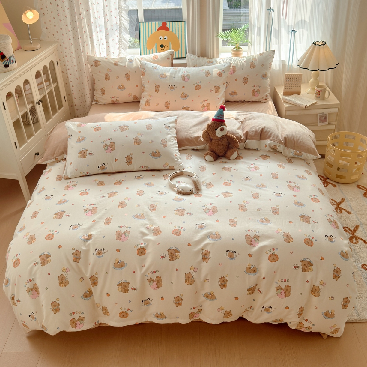 91家纺网 家纺一手货源 找家纺 清雅福 2025秋冬新品全棉印花棉加绒四件套系列 棉绒-熊猫卡皮