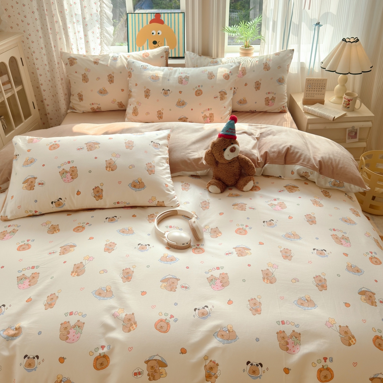 91家纺网 家纺一手货源 找家纺 清雅福 2025秋冬新品全棉印花棉加绒四件套系列 棉绒-熊猫卡皮