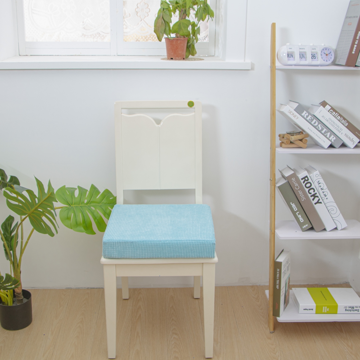 91家纺网 家纺一手货源 找家纺 沐沐家纺 2026新款玉米绒立体坐垫 天蓝