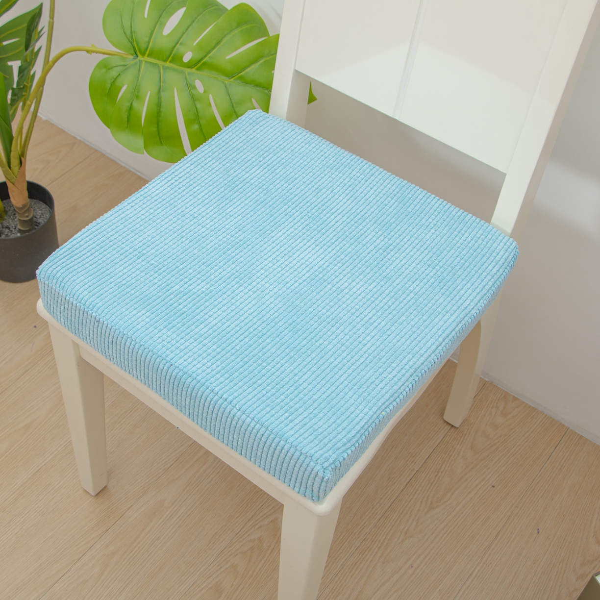 91家纺网 家纺一手货源 找家纺 沐沐家纺 2026新款玉米绒立体坐垫 天蓝