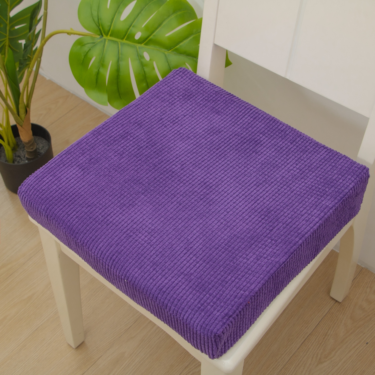 91家纺网 家纺一手货源 找家纺 沐沐家纺 2026新款玉米绒立体坐垫 紫色