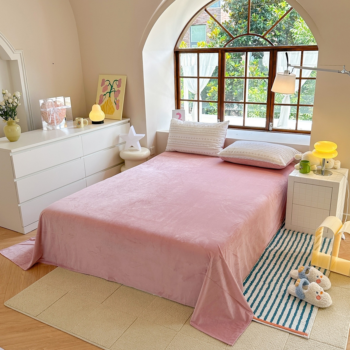 91家纺网 家纺一手货源 找家纺 清雅福 2025秋冬新品全棉印花棉加绒四件套系列 棉绒-樱桃花