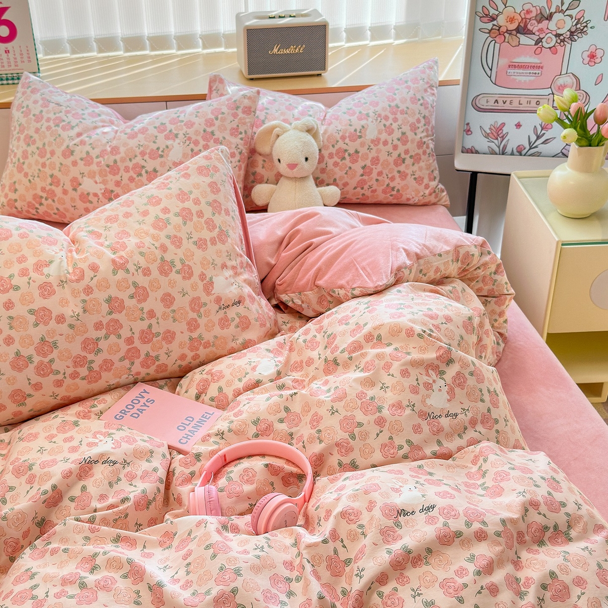 91家纺网 家纺一手货源 找家纺 清雅福 2025秋冬新品全棉印花棉加绒四件套系列 棉绒-遇见浪漫