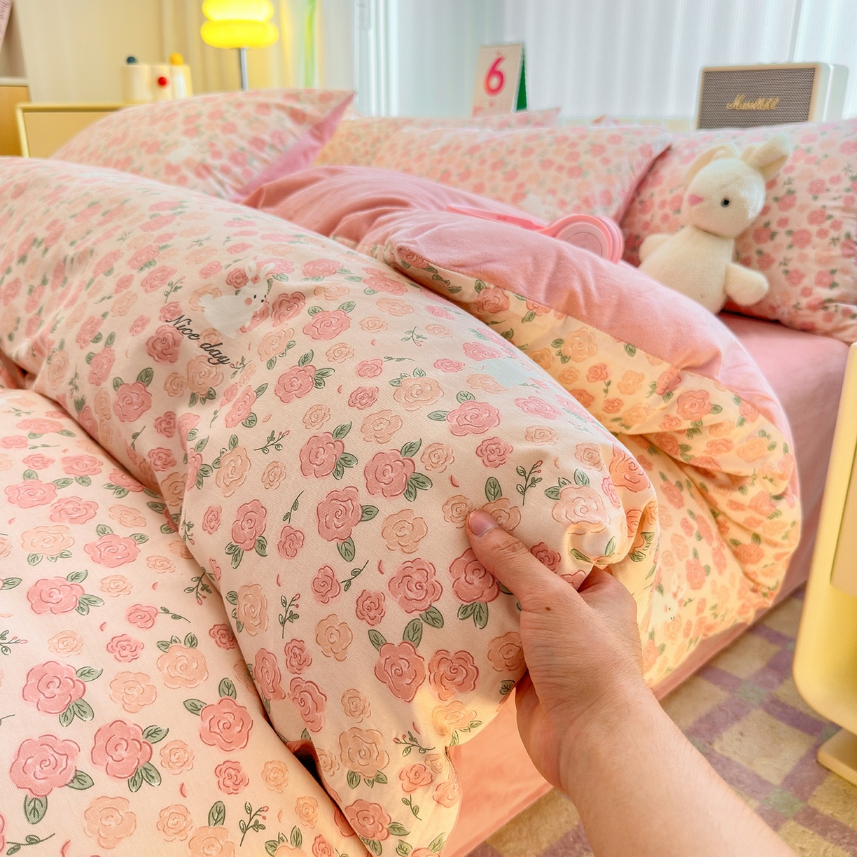 91家纺网 家纺一手货源 找家纺 清雅福 2025秋冬新品全棉印花棉加绒四件套系列 棉绒-遇见浪漫