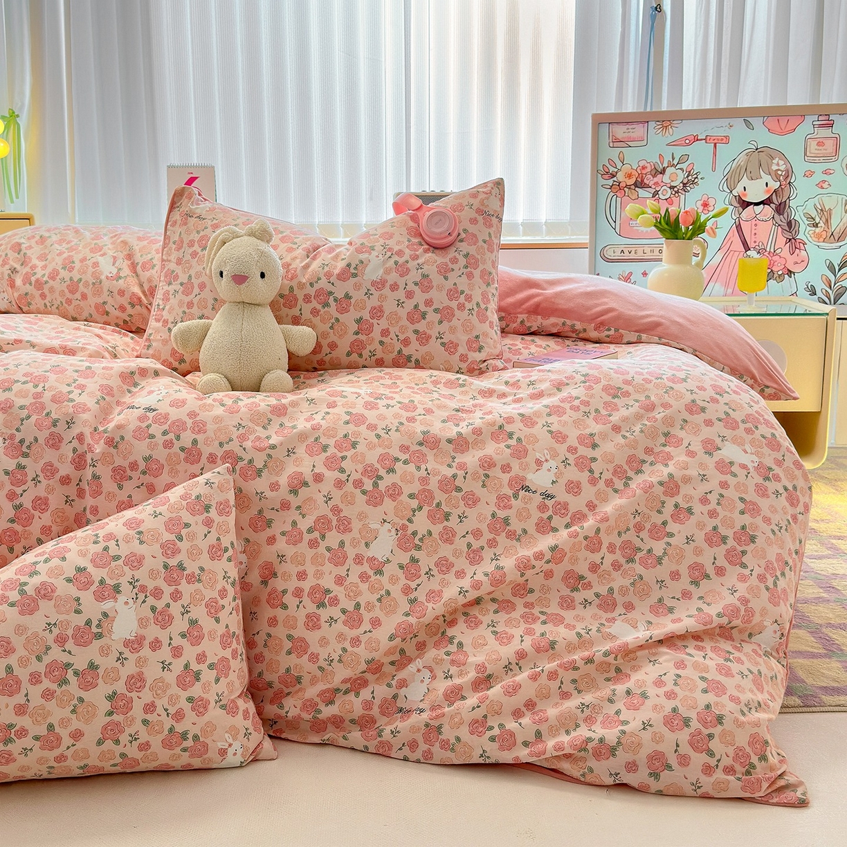 91家纺网 家纺一手货源 找家纺 清雅福 2025秋冬新品全棉印花棉加绒四件套系列 棉绒-遇见浪漫