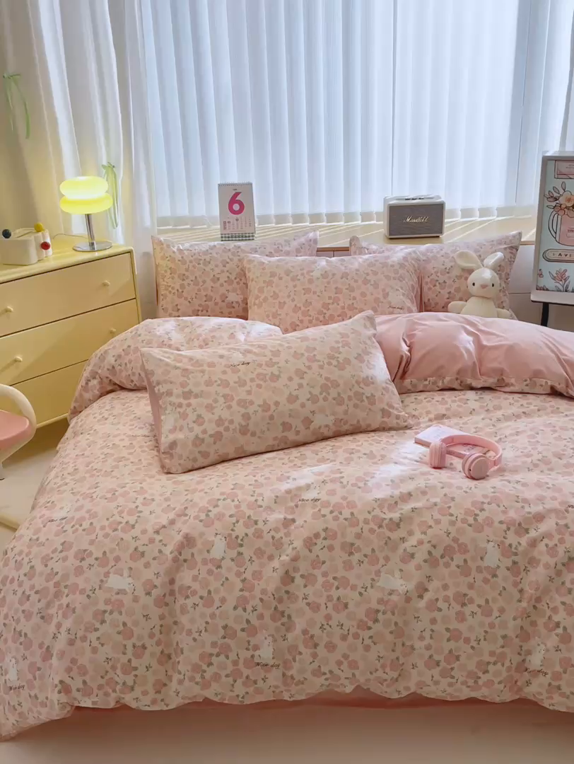 91家纺网 家纺一手货源 找家纺 清雅福 2025秋冬新品全棉印花棉加绒四件套系列 棉绒-遇见浪漫