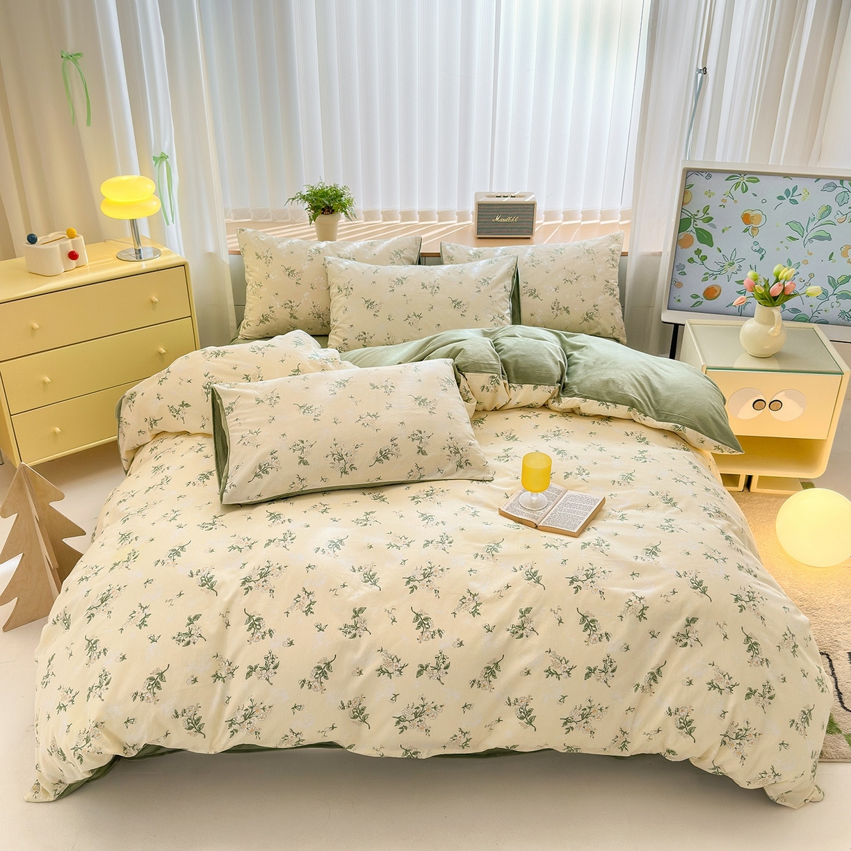 91家纺网 家纺一手货源 找家纺 清雅福 2025秋冬新品全棉印花棉加绒四件套系列 棉绒-茶艺