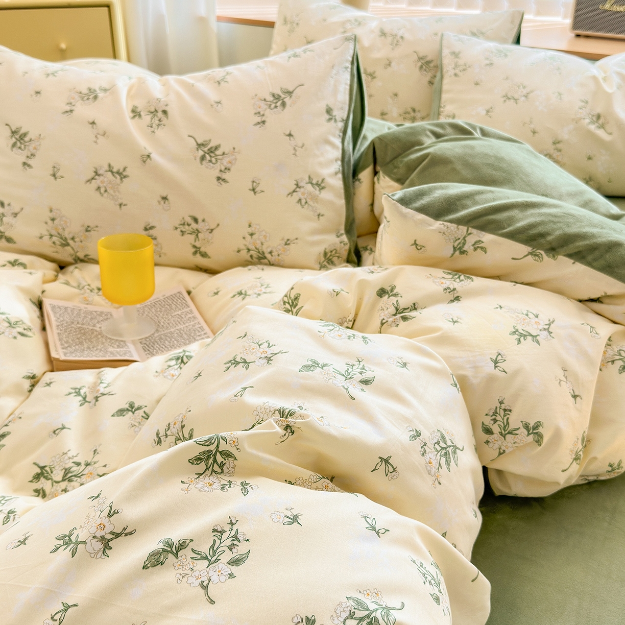 91家纺网 家纺一手货源 找家纺 清雅福 2025秋冬新品全棉印花棉加绒四件套系列 棉绒-茶艺