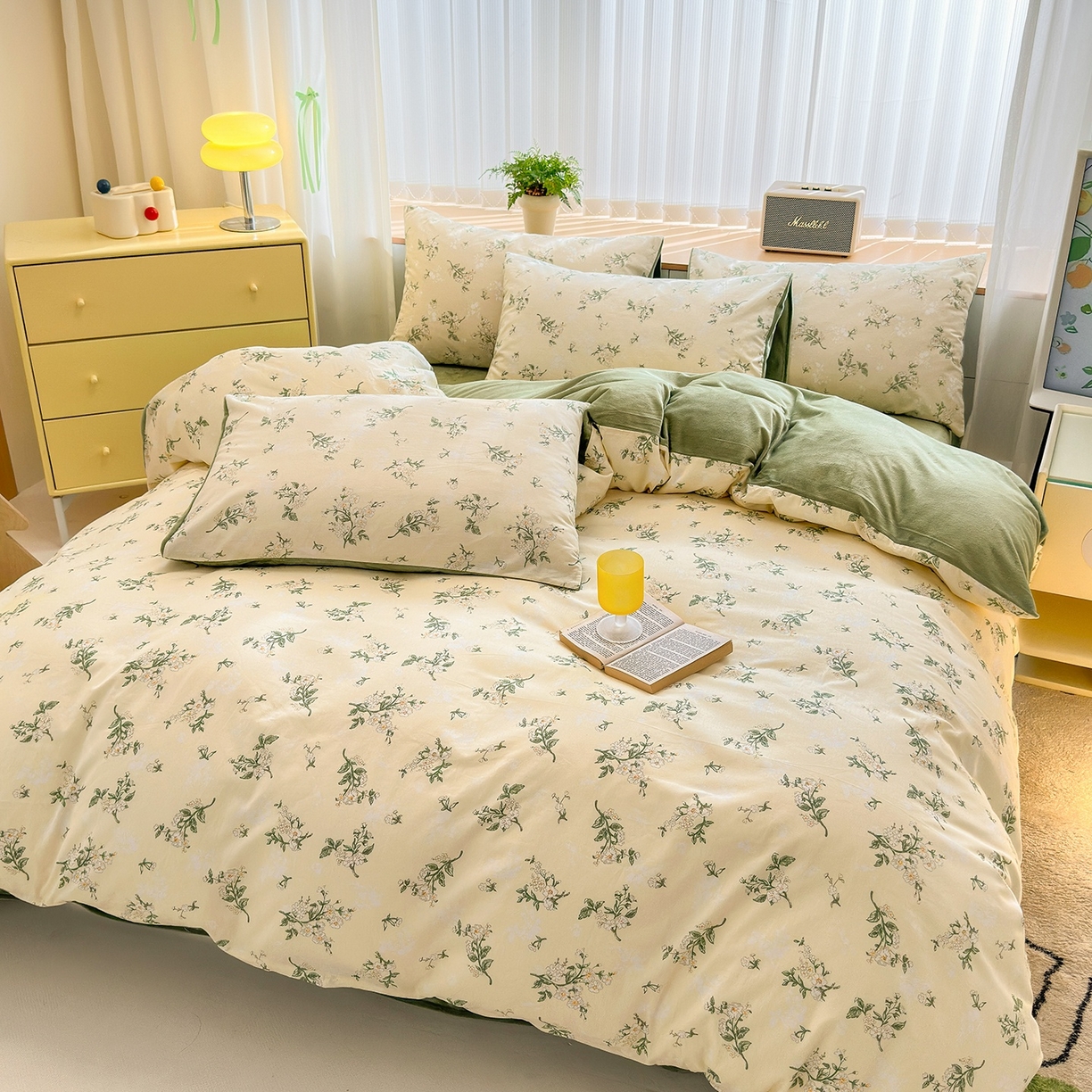 91家纺网 家纺一手货源 找家纺 清雅福 2025秋冬新品全棉印花棉加绒四件套系列 棉绒-茶艺