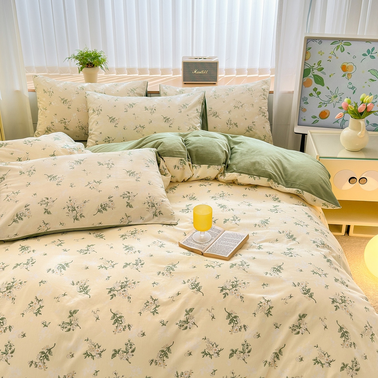 91家纺网 家纺一手货源 找家纺 清雅福 2025秋冬新品全棉印花棉加绒四件套系列 棉绒-茶艺