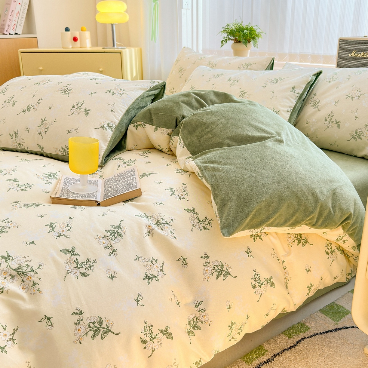 91家纺网 家纺一手货源 找家纺 清雅福 2025秋冬新品全棉印花棉加绒四件套系列 棉绒-茶艺