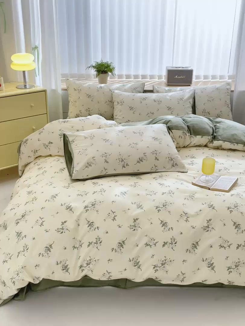 91家纺网 家纺一手货源 找家纺 清雅福 2025秋冬新品全棉印花棉加绒四件套系列 棉绒-茶艺