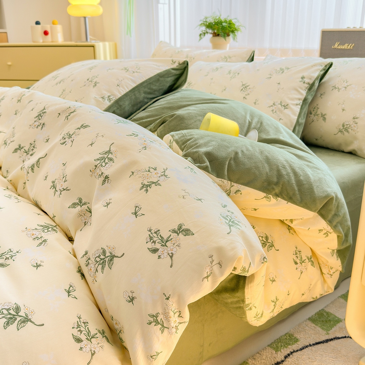 清雅福 2025秋冬新品全棉印花棉加绒四件套系列 棉绒-茶艺