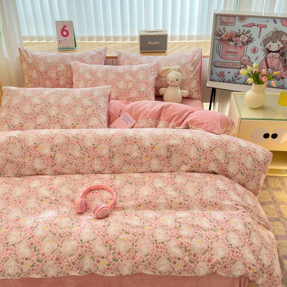 91家纺网 家纺一手货源 找家纺 清雅福 2025秋冬新品全棉印花棉加绒四件套系列 棉绒-恋语