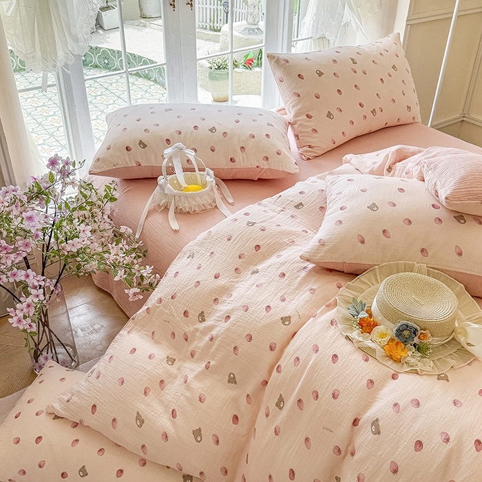 91家纺网 家纺一手货源 找家纺 （总）木楌家居 2025新款A类全棉皱皱纱印花四件套