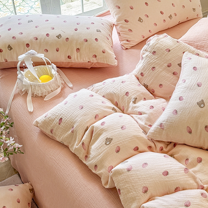 91家纺网 家纺一手货源 找家纺 （总）木楌家居 2025新款A类全棉皱皱纱印花四件套