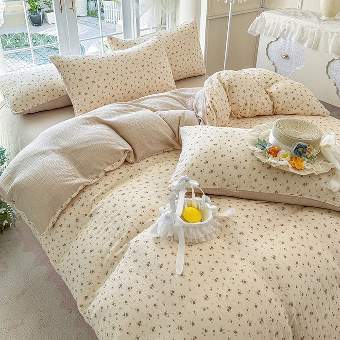 91家纺网 家纺一手货源 找家纺 （总）木楌家居 2025新款A类全棉皱皱纱印花四件套